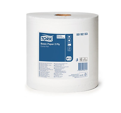 Бумага протирочная Tork, W1, W2, 2 рул., Universal, 800 листов в рулоне, 33×25,5 см, 2 сл, белая