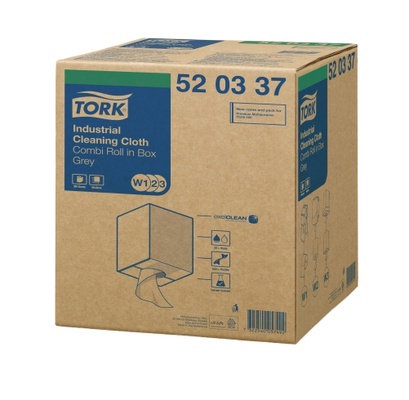 Нетканый материал Tork для удаления масла и жира, Premium, системы W1, W2, W3, Premium, 1 сл, 390 листов, 148.2 м, серый